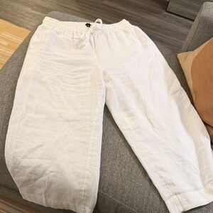 J. Crew White wide leg linen seaside Pants